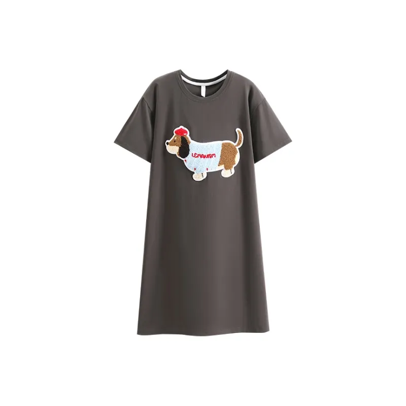 White Ran Nightgown Women's Dark Gray-0