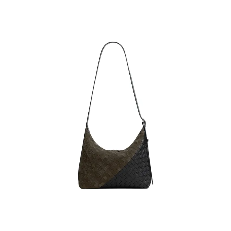 Bottega Veneta Intrecciato Calfskin Hobo Bag, Crossbody Bag, Shoulder Bag Trumpets Men's Brown & White-2