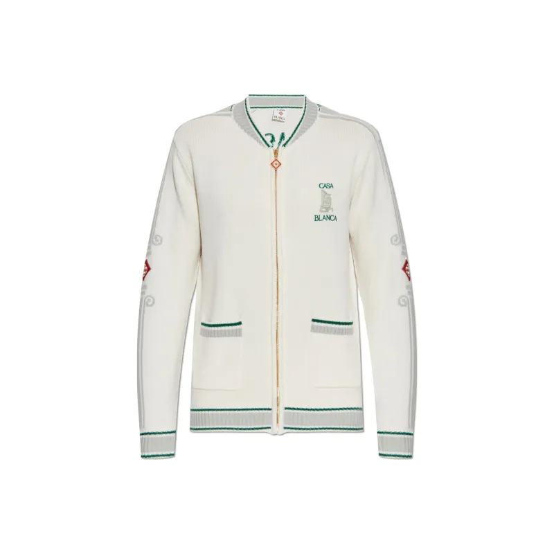 CASABLANCA Logo Patch Knitted Cardigan-0