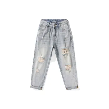 FAIRWHALE Spring Summer Jeans Unisex Light Blue