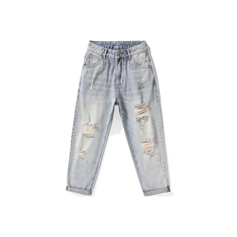 FAIRWHALE Spring Summer Jeans Unisex Light Blue-0