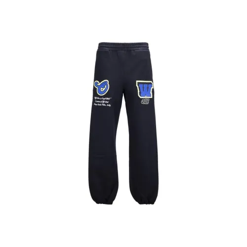 OFF WHITE Logo Flocked Straight Leg Trousers
