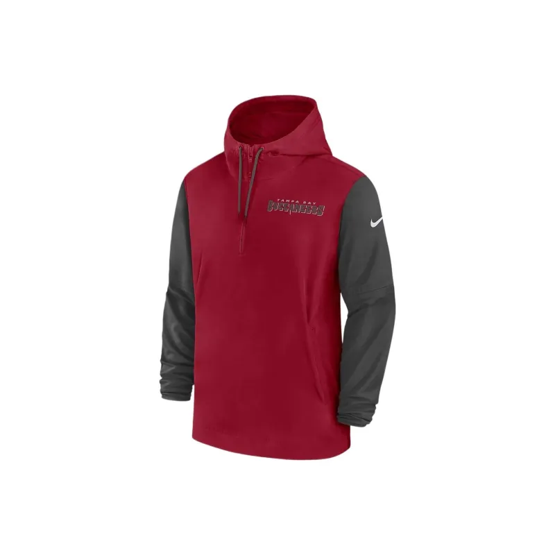 Nike Tampa Bay Buccaneers Sideline Pre Game Player Men's Nike Nfl 1/2 Zip Hooded Jacket-0