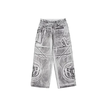 HKRXEC Jeans Unisex Gray