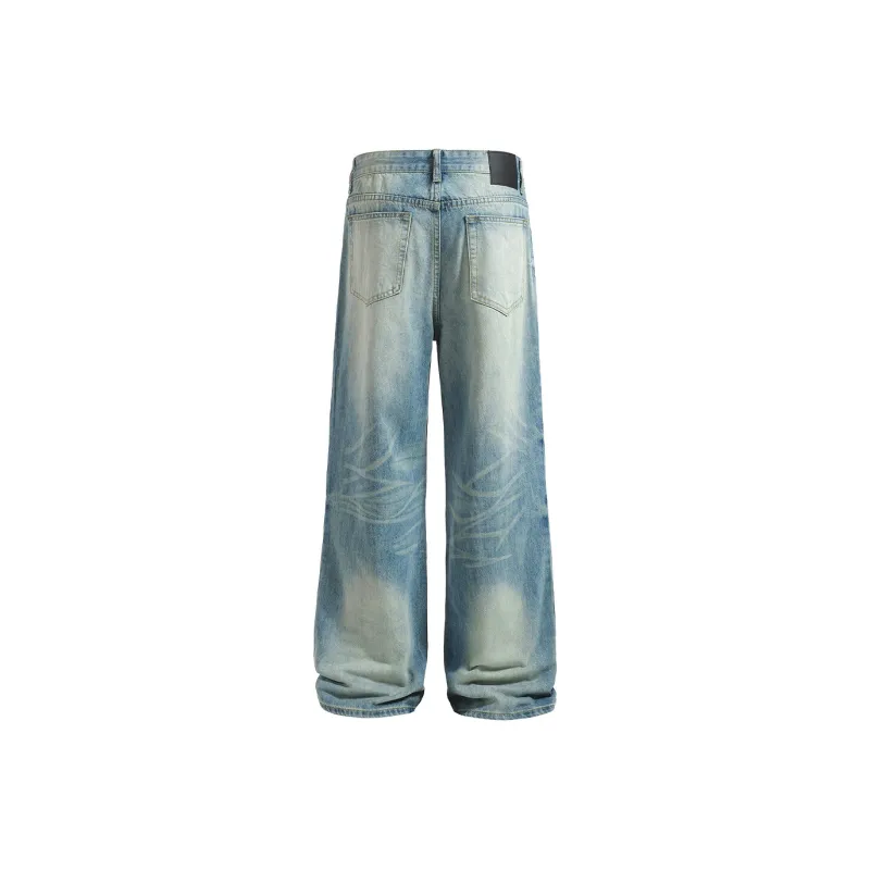 YearnObtainRainbow Jeans Unisex Washed Vintage Blue-1