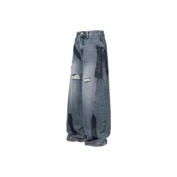 Ghost Mask Jeans Unisex Color Block Blue