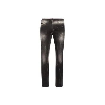 PHILIPP PLEIN Skull&Bones embroidered Faded Jeans