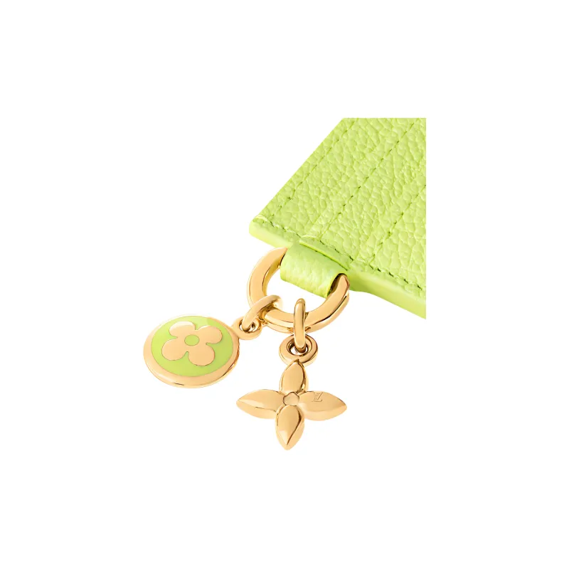 LOUIS VUITTON CHARMS Embossed Grain Cow Leather Card Holder Women's Bright Green-4