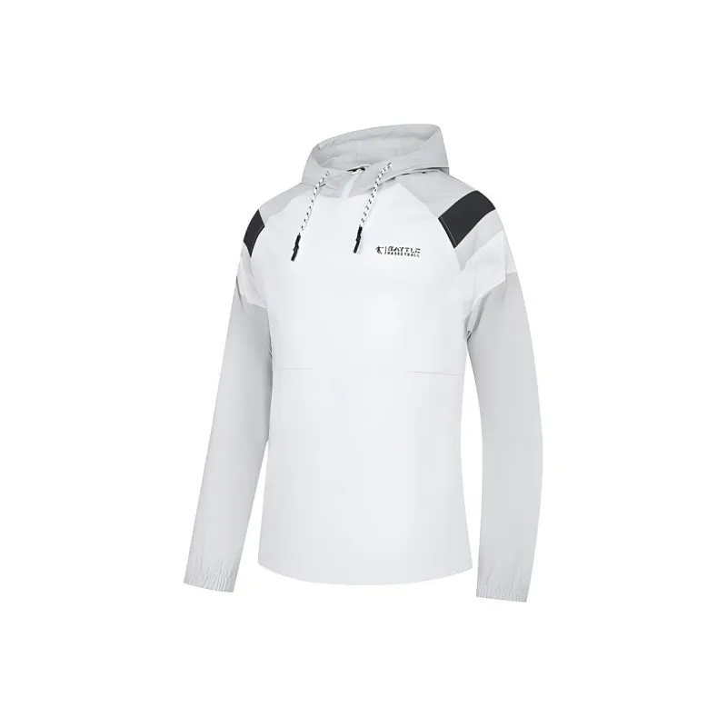 QIAODAN Trench Coat Men's Jordan White/Light Grayish Brown-0