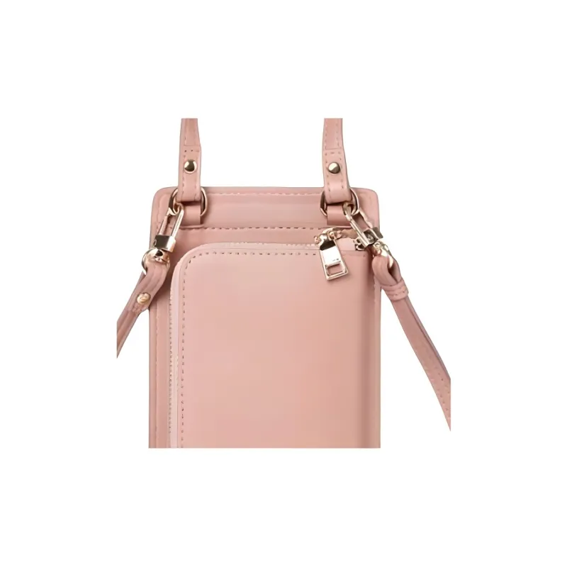 AMERICAN TOURISTER Polyurethane Cell Phone Pouch, Crossbody Bag Mini Women's Gray Pink-4