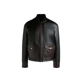 BALLY Contrasting trim Leather Bomber Jacket