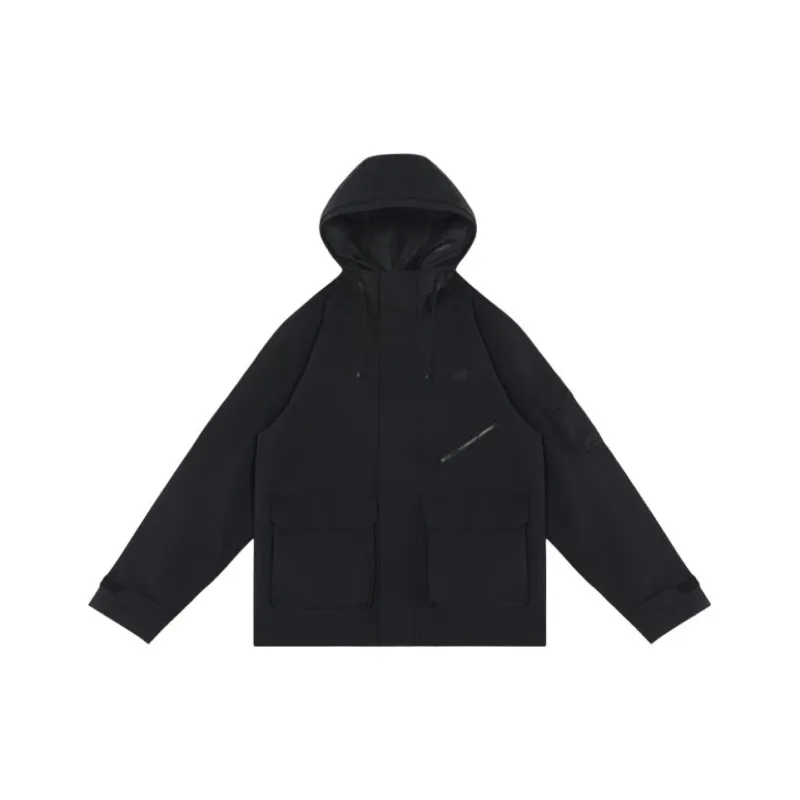 New Balance SS25 Clean Solid Color Minimalist Style Large Pocket Practical Hooded Jacket Men's Black-0