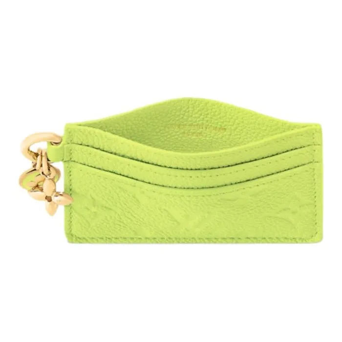 LOUIS VUITTON CHARMS Embossed Grain Cow Leather Card Holder Women's Bright Green-3