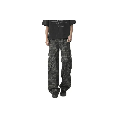 FONDLOOK Casual Pants Unisex's Camouflage Gray