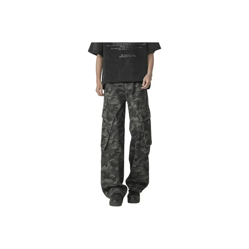 FONDLOOK Jeans Men's Camouflage Gray-0