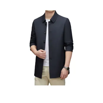 PIERRE CARDIN Trench Coat Men Navy Blue