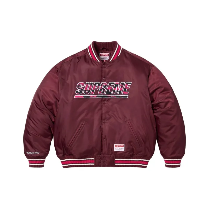 Supreme Mitchell & Ness Camo Logo Varsity Jacket-6