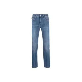 VERSACE Logo Patch Slim Cut Denim Jeans