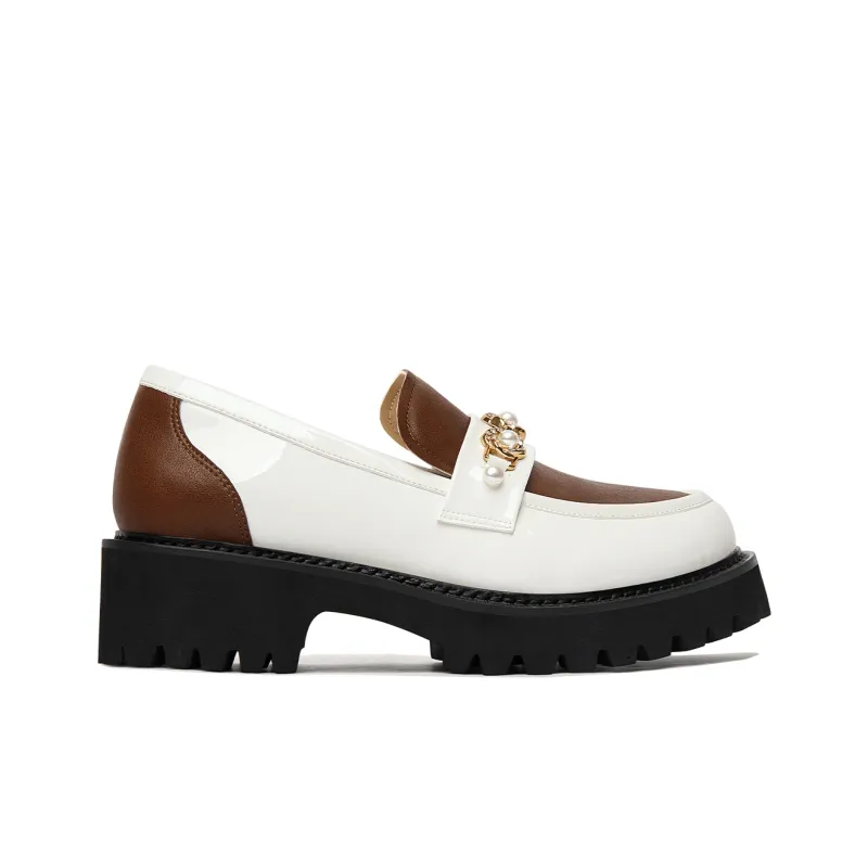 Lily Wei Pine Fluff Cloud Loafers Women's White & Brown-1