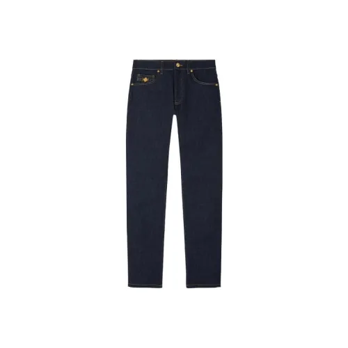 VERSACE Logo Patch Straight Leg Jeans