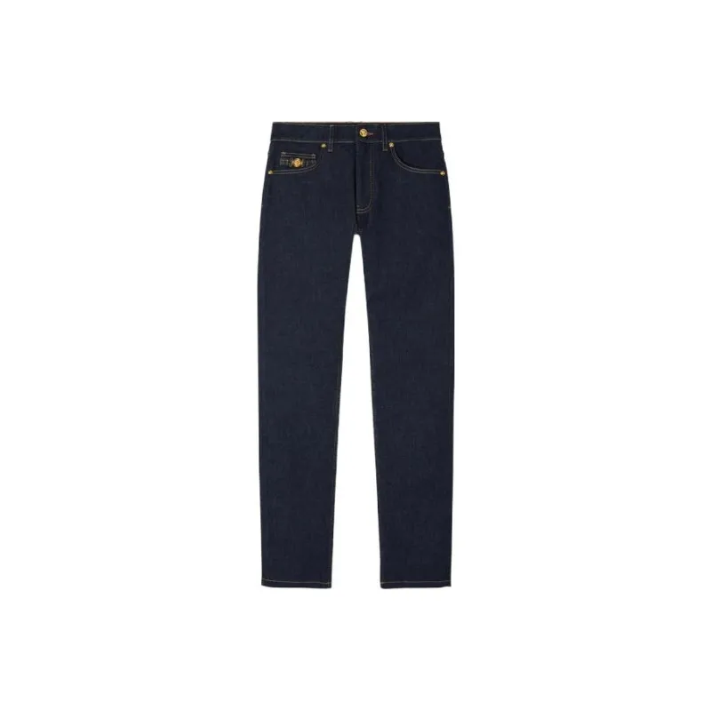 VERSACE Logo Patch Straight Leg Jeans-0