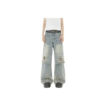 HCHUICHENG Jeans Unisex Vintage Blue