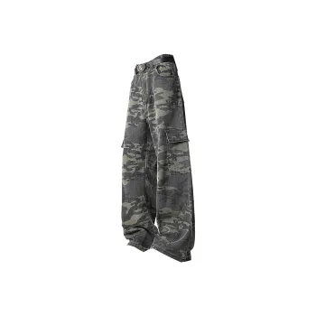 FAVEPOP Jeans Unisex Green Camouflage