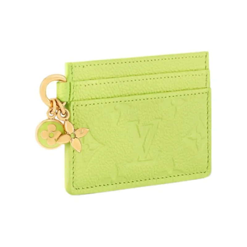 LOUIS VUITTON CHARMS Embossed Grain Cow Leather Card Holder Women's Bright Green-1