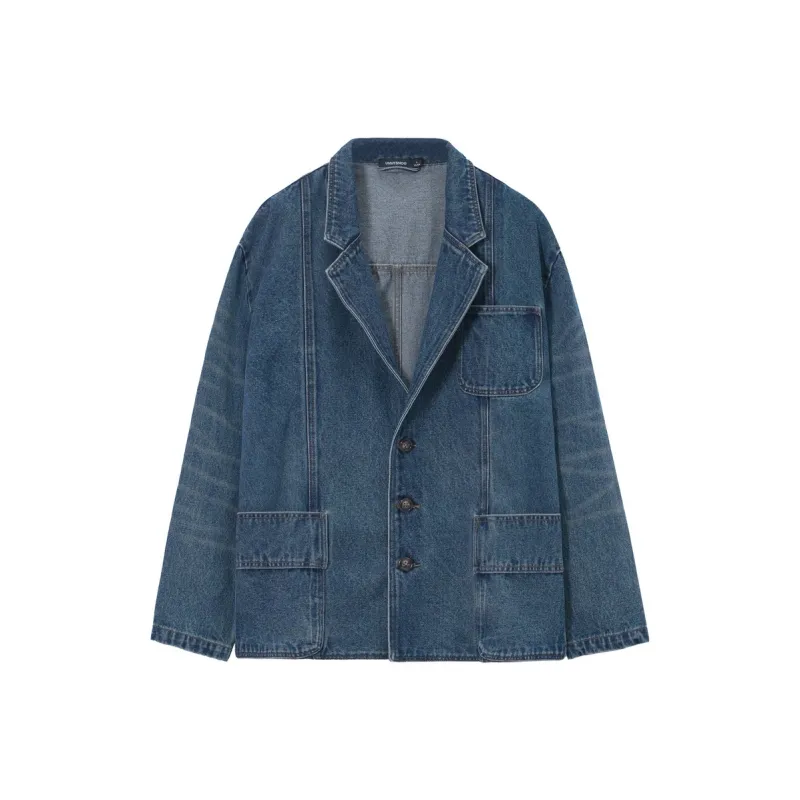 UNVESNO Jackets Coats Unisex Denim Blue-0