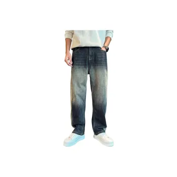 GELANYIFU GL American Luxury Streetwear Casual Loose Fit Versatile Best Selling Straight Fit Jeans Men's Black