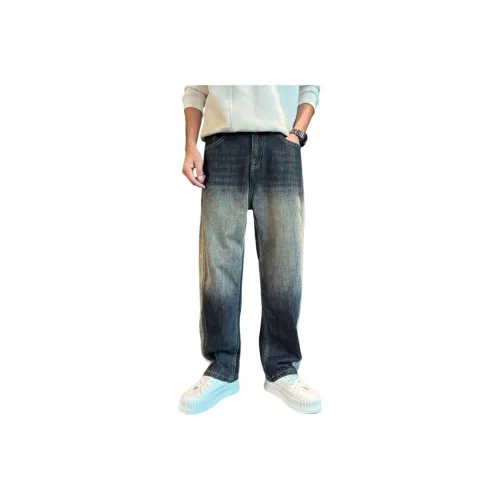 GELANYIFU GL American Luxury Streetwear Casual Loose Fit Versatile Best Selling Straight Fit Jeans Men's Black