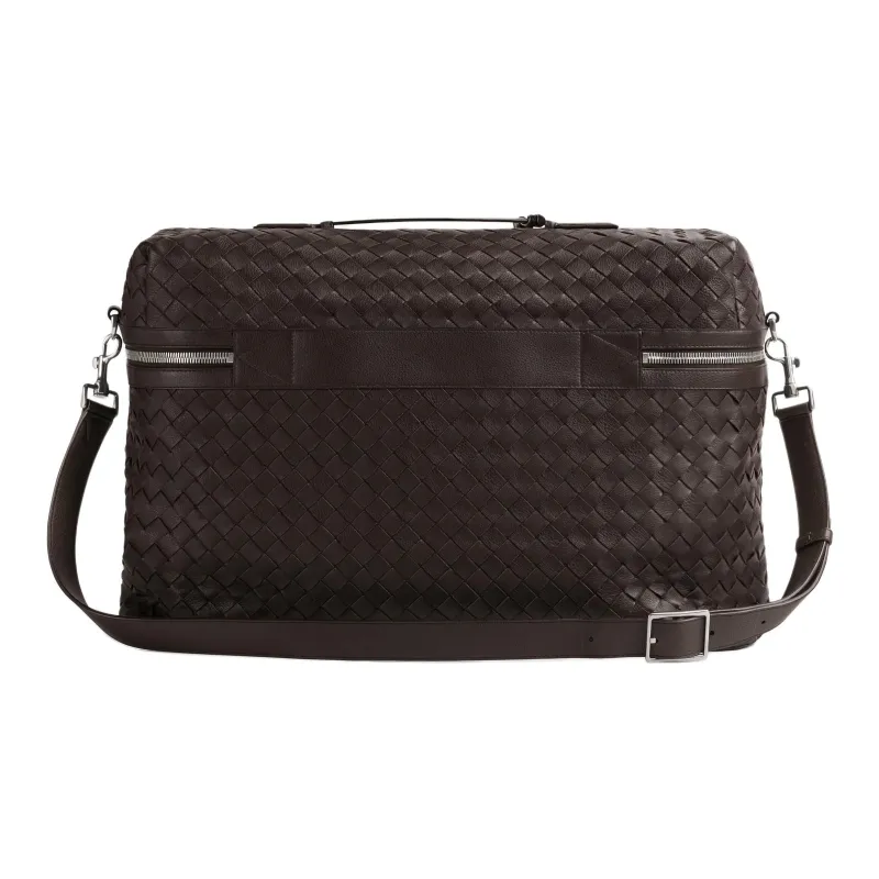 Bottega Veneta Intrecciato Calfskin One Shoulder Crossbody Handbag, Travel Bag Men's Brown-2