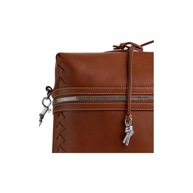 Bottega Veneta Calfskin Travel Bag Men's Light Wood & Natural-4