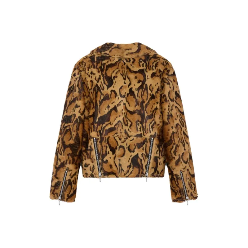CELINE Leather Jacket Women's Brown-1