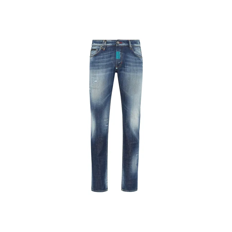 PHILIPP PLEIN Premium Hexagon Low rise Slim cut Jeans-0