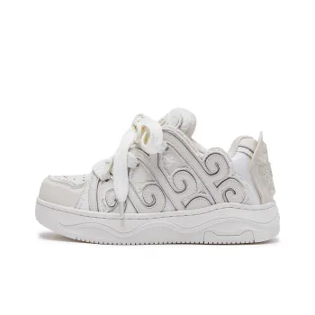 MC DOS Cushioning Height Increase With Moisture Wicking Properties Low Top Skateboard Shoes Unisex Ecru