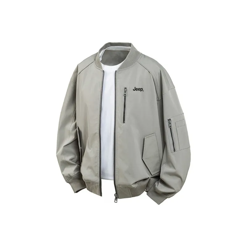 Jeep Long-Sleeved Zip Closure Stand Collar Flight Jackets & Coats Unisex-7