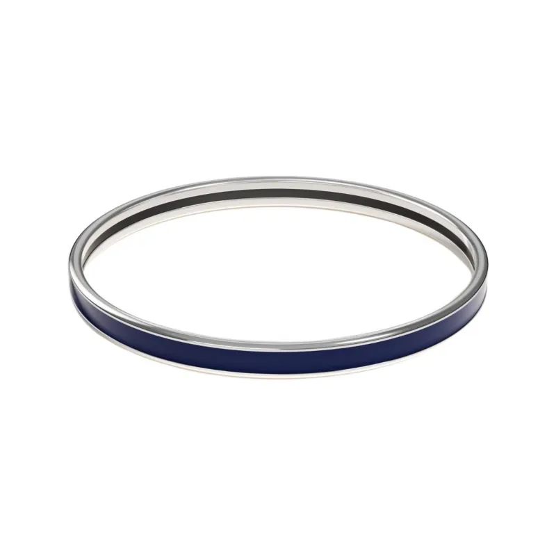 HERMES Enamel, Palladium Plated Bangles Women's Abyss Blue-1