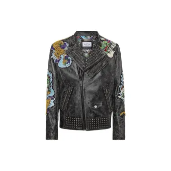 PHILIPP PLEIN Tattoo print Biker Jacket