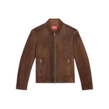 DIESEL L Crombe Zip up Leather Jacket