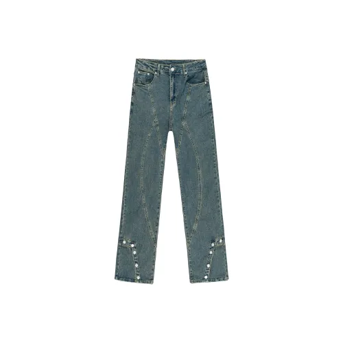 XINYINSU Jeans Unisex Washed Dark Blue