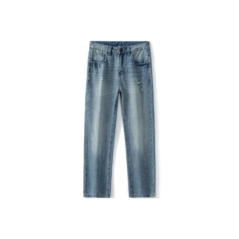 Jeep Straight Fit Draped Washable Jeans Unisex Light Blue-7