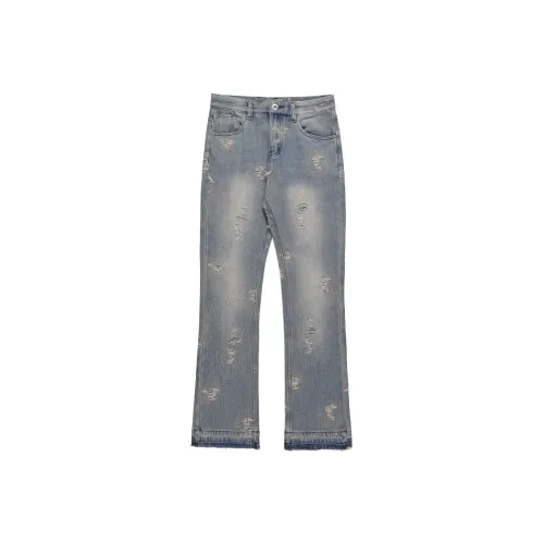 WARNING LIGHT Jeans Unisex Black Light Blue