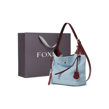 FOXER Synthetic Leather Shoulder Bag Double Shoulder Crossbody Chain Bag Regular Women's Blue/Apricot