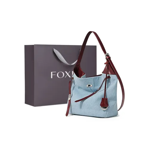FOXER Synthetic Leather Shoulder Bag Double Shoulder Crossbody Chain Bag Regular Women's Blue/Apricot