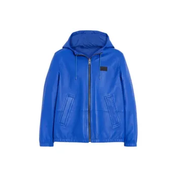 COACH FW23 Leather Jacket Men's Bright Blue