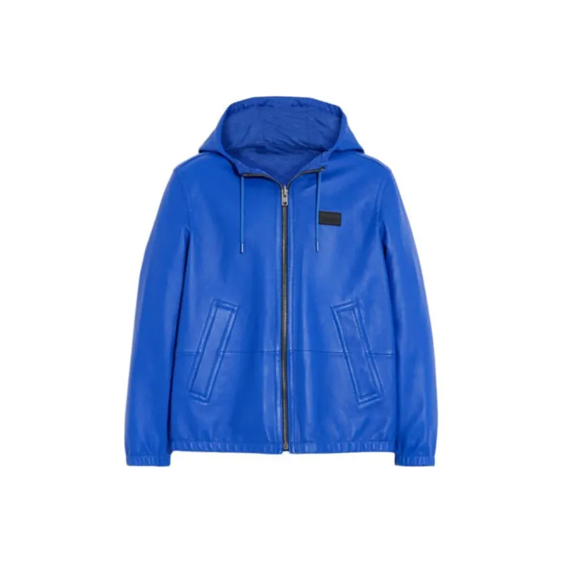COACH FW23 Leather Jacket Men's Bright Blue-0