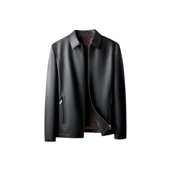 PIERRE CARDIN Leather Jacket Men's Black
