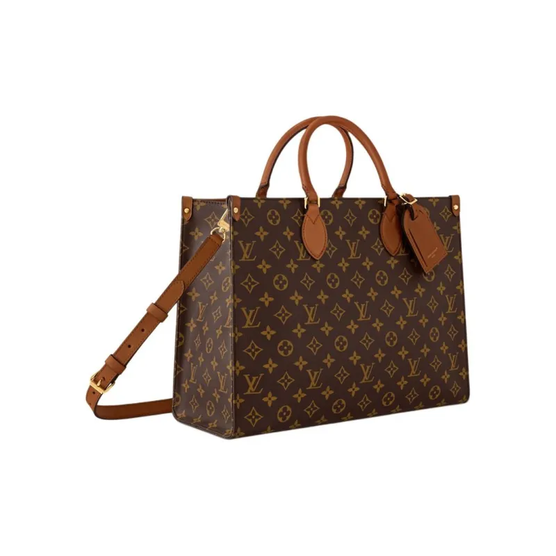 LOUIS VUITTON ONTHEGO Coated Canvas Tote Bag, Shopping Bag, Shoulder Bag, Crossbody Bag, Handbag Women's Brown-1