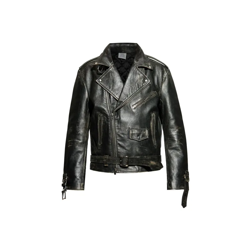 Vetements Distressed Bondage Leather Jacket-0